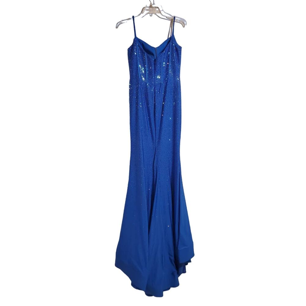 Sherri Hill Corset Rhinestone Maxi Gown Womens Size 8 Prom Homecoming Dress Blue - Picture 2 of 15